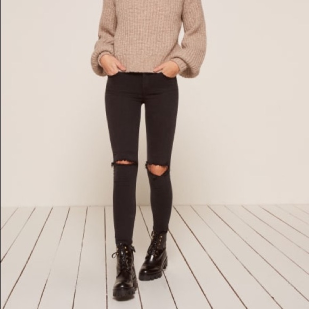 Reformation Mid Skinny Destroyed Jeans